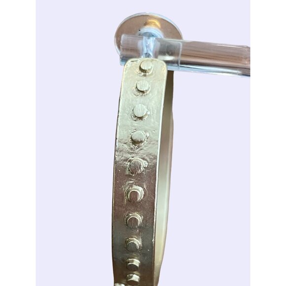 Gold-Tone Wide Hoop Earrings With Embossed Circle Pattern For Women - Picture 5 of 5